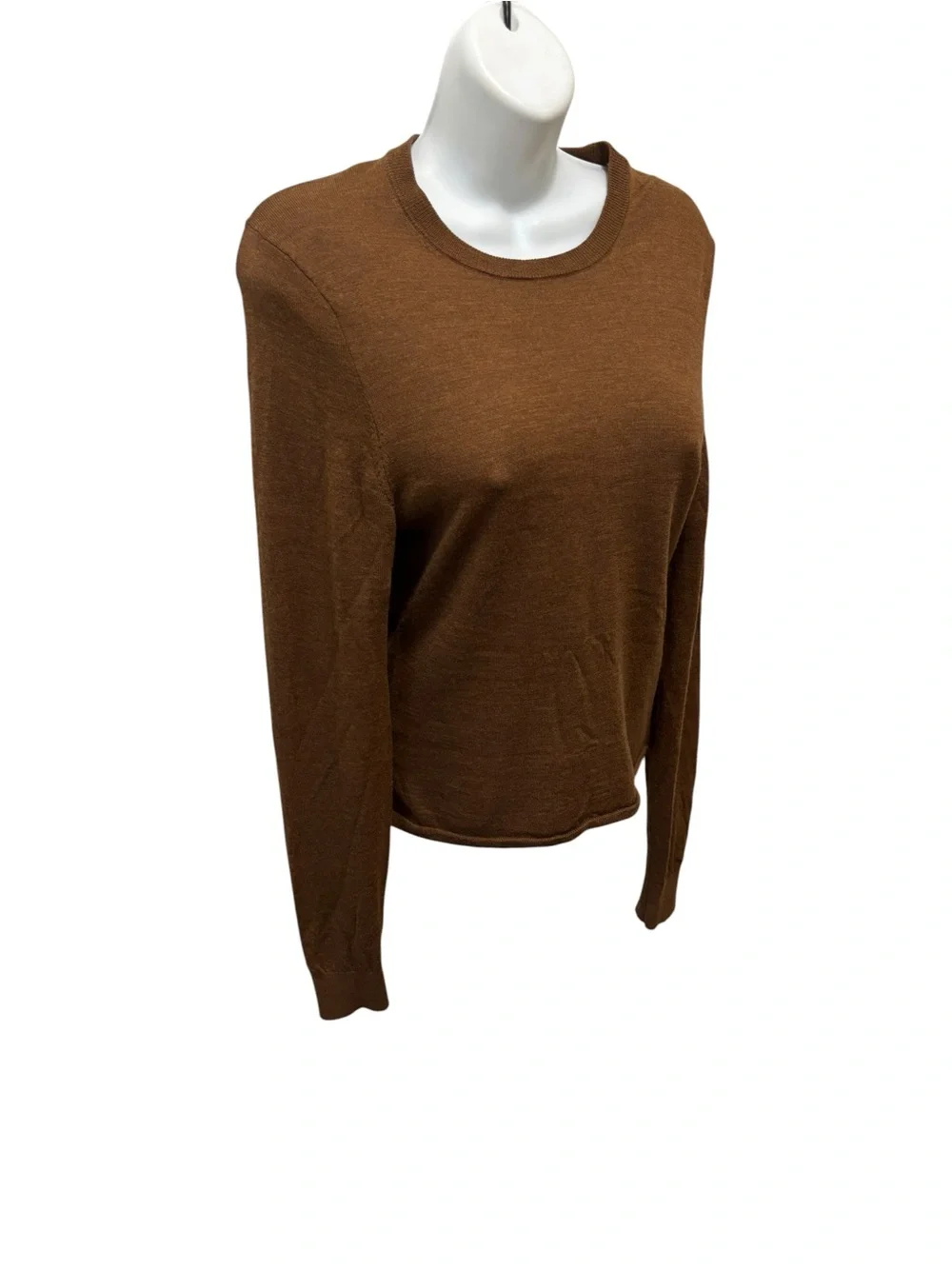 J. Crew Women's Carolyn Fitted Crewneck Sweater in Merino Wool Sz M Brown
